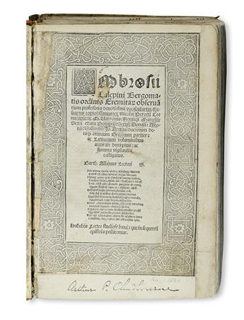 CALEPINO, AMBROGIO. Vocabularium. Thesaurus copiosissimus: ex Nicolai Perotti Cornucopie.  1522.  Lacks the last leaf.